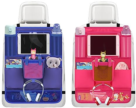 Annmore Rücksitz Auto-Organizer für Toniebox Kinder Rückenlehnenschutz Auto für Tigerbox Auto Sitzschutz Rückseite für 10,5 Zoll Tablette, 2 Stück, Rosa and Blau