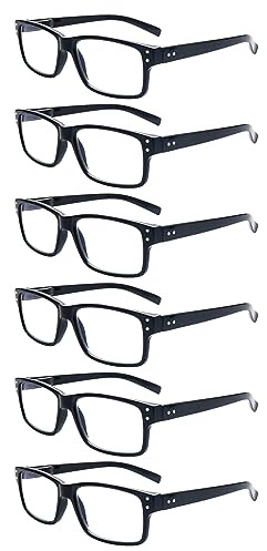 ZONLON 6 Pack Reading Glasses for Men Women Blue Light Blocking Lightweight Black Computer Readers with Spring Hinges 1.5 +