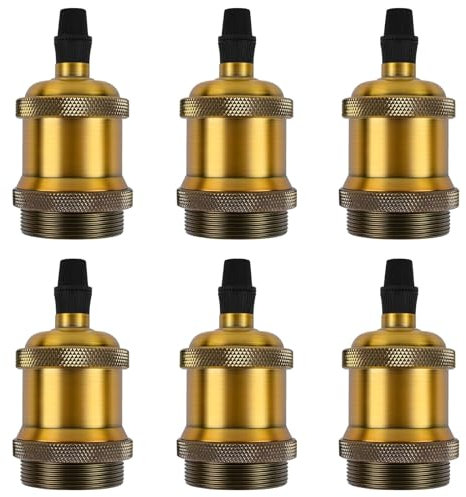 Weinsamkeit Portalampada E27 Vintage, 6 Pezzi Porta Lampadine E27, Portalampada in Alluminio, Base Lampada Edison Retro per Plafoniere & Sospensione