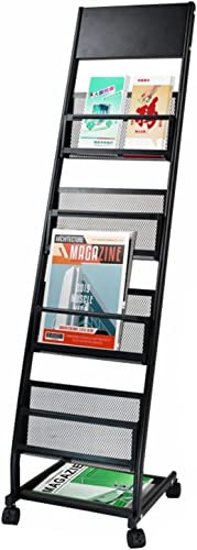 BBAUER Bodenstehender Zeitschriftenständer mit 4 Rollen, Zeitungen, Briefständer, schmale Akten-Organizer, Halter for Wartezimmer, Lobby, Verkaufsbereich