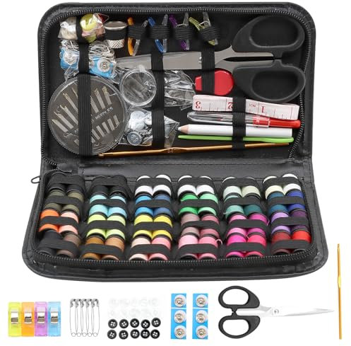ZOCONE 172 Stück Leder Nähset Reise Nähzubehör, Sewing kit Set für Erwachsene, Anfänger, Zuhause, Reisen, Notsituationen Kleidung Fixes DIY Premium Nähzubehör, enthält Nähgarn, Nadeln, Schere, Knöpfe