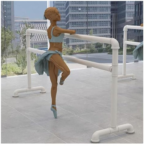 XAoSCd Tragbare Doppel-Ballettstange, Freistehende Tanz-Ballettstange, Fitness-Stretch-Barre-Trainingsgerät Für Kinder Und Erwachsene (Weißes Doppel, 150 X 60 X 100 cm)