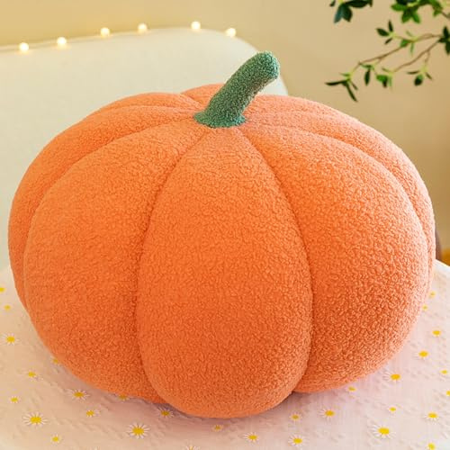 SOETDERT Almohada de Calabaza, Almohada Decorativa de Calabaza para Halloween, Cojin Calabaza 3D, Almohada de Decoración para Hogar Sofá, Almohada de Peluche Forma de Calabaza, Naranja, 20CM