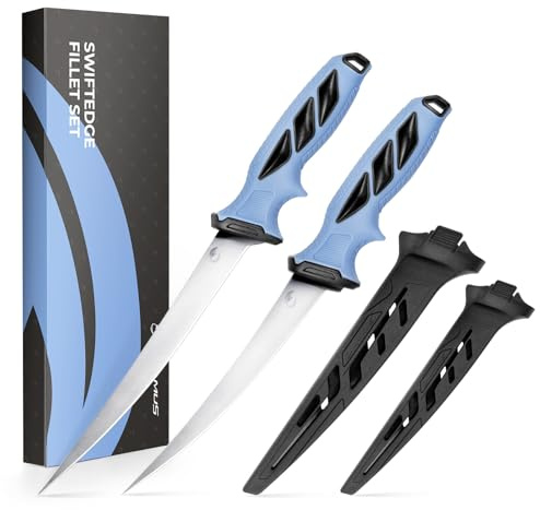 Calamus SwiftEdge Fillet Knife Set, Fishing Knife, G4116 German Stainless Steel, Ultra-Sharp & Flexible Blade, Rust & Corrosion-Resistant Blade, Non-Slip Handle, Fishing Gear, Fishing Gift For Men