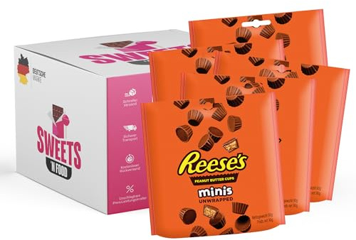 Reese's Minis Unwrapped – 5x90g – Peanut Butter Cups – Schokoladige Süßigkeiten mit Erdnussbutter – Perfekt für Halloween, Adventskalender & Süßigkeitenboxen