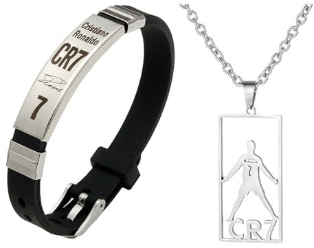 Fußball Kette, Kette, Ketten für Jungen, Fussball Armbands Jungen, Silber Halskette Nummer 7, Fußball Trikot Halskette, Fußballsport Armband, Fußball Halsketten Armband, Geschenke für Fußballfans ﻿