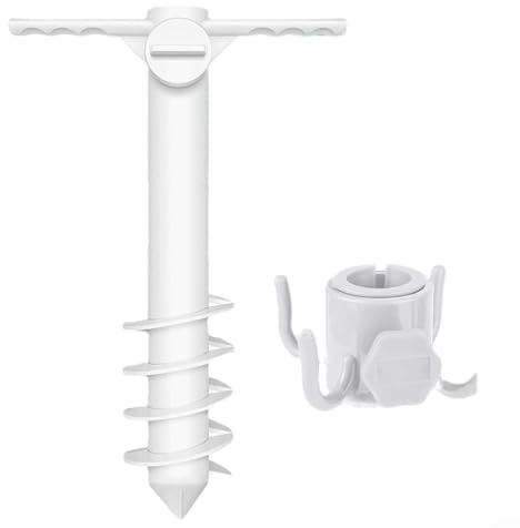 TONIXY Supporto per ombrellone porta ombrellone da spiaggia, ancoraggio a sabbia per ombrellone, sistema di ancoraggio portatile a sabbia, con supporto per ombrello, set di ganci per spiaggia, patio