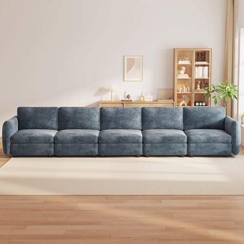 Guyii Large 5-Piece Sofa, Modern 5 Seat Couch with Deep Cushions, 5-Seater Convertible Sofa for Living Room, Home Office, 375CM L