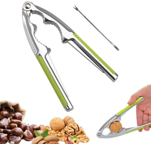 Cascanueces Premium, Cascanueces de Acero Inoxidable con 1 Aguja para Nueces, Mango Ergonómico, Universal para Todo Tipo de Nueces, Perfecto para la Temporada Navideña, Verde