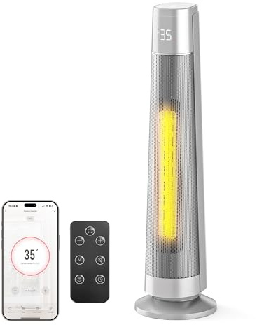 FLANUR Indoor Electric Portable Space Heaters, 2000W PTC Ceramic Heater with WiFi & Voice Control, 70° Oscillation for 220 sq.ft, 45dB Smart Portable Space Heaters for Office & Home Use,1 PACK+3 Modes