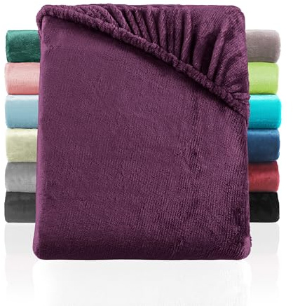 BaSaTex Cashmere Touch Plüsch Premium Kinder Spannbettlaken - SUPER Soft Flauschiges Winter Spannbetttuch Nicky Teddy - wärmendes Bettlaken | 70x140 cm | Farbe: Lila