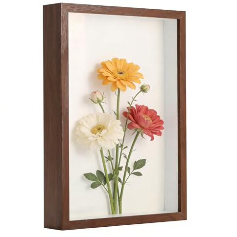 1 Pcs3D Shadow Boxes, Memory Box Frame, 3D Deep Shadow Box Frames, bBox Frames for Crafts 3D Deep, Picture FrameShadow Boxes Display for Photos, Flowers, Artworks, Memory (Walnut Color, 8.27x11.7 in)