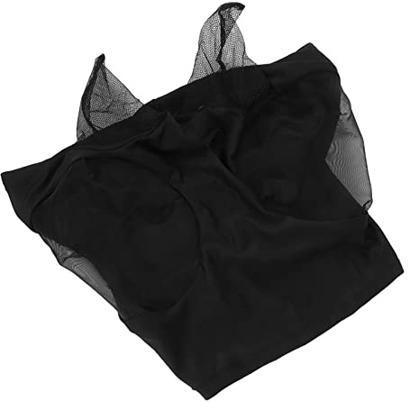 Phefop Hästflugmask med öron Hästmesh Flugmask Hästskydd med Lång Näsa -skydd Anti-myggstickat Tyg för Alla Hästar Arab Cob (Svart)