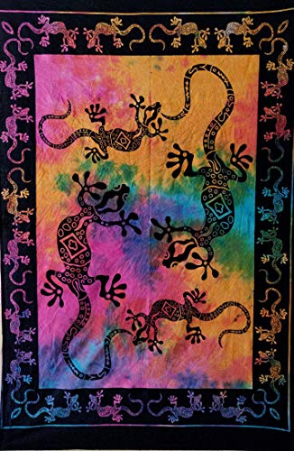 ICC Lizard Iguana Reptile Poster Hippie Decor Tapestry Wall Hanging Trippy Tie Dye Tapestries Bohemian Art psychedelic Small Hippie Rasta Living Room Hippy Tablecloth Tapestry 30x40 inches