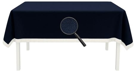 EXKLUSIV HEIMTEXTIL Gartentischdecke mit Fransen Tischdecke Classic Outdoor PVC Weichschaum rutschhemmend für Garten, Balkon, Terrasse 130x180 cm eckig blau