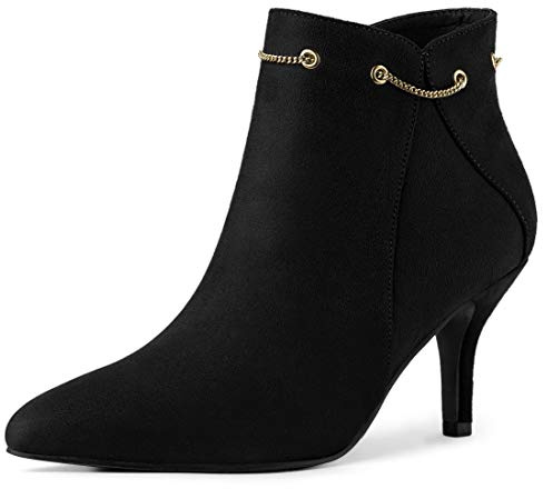 Allegra K Women's Pointed Toe Side Zip Stiletto Heel Ankle Booties Black 6 UK/Label Size 8 US