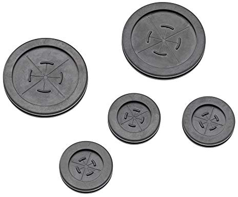 Leviton (2) 2 & (3) 1 5-Pack of Grommets for Structured Media Center Knockouts, 49605-GRM, Black