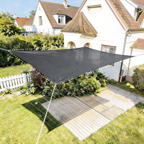 HAIKUS Sonnensegel 2x3 m Rechteckig, Premium HDPE UV Schutz Sonnenschutz Atmungsaktiv Wetterbeständig für Garten Balkon und Terrasse, inkl Befestigungsseile, Rechteck 2x3m Grau