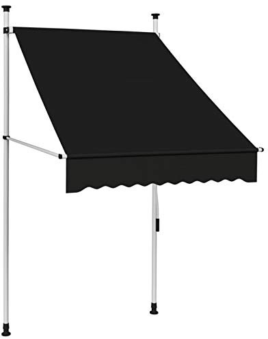 Tidyard Toldo Abatible con Brazos Toldo Retráctil Resistente a los Rayos UV e Impermeable para Exterior Balcón Jardín Terraza Cafetería Restaurante Manual Gris Antracita 100 cm