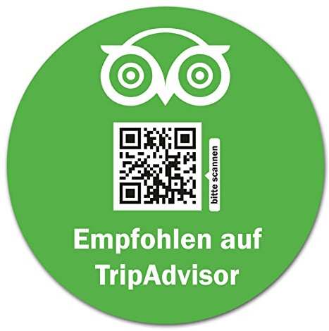 Social Media Aufkleber mit QR Code Link für Firmen Unternehmen Marken Sticker personalisiert für Auto Bus Schaufenster Theke Marketing Werbung (08 Tripadvisor, Rund)