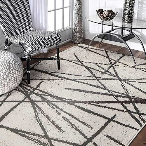 Leesentec Teppich Wohnzimmer Moderner Künstlerischer Teppiche Waschbar Kurzflor rutschfest Orientteppiche Raummatte,Beige,160 x 200 cm