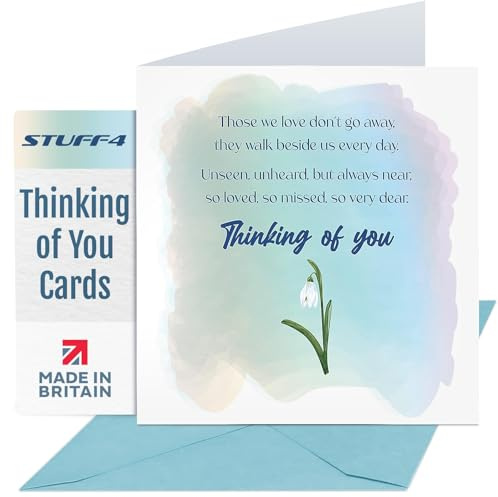 Stuff4 Tarjetas de simpatía Thinking of You Cards - Tarjeta de condolencias florales de campanillas de nieve, tarjetas de duelo para adultos, diseño de flores de 145 mm x 145 mm