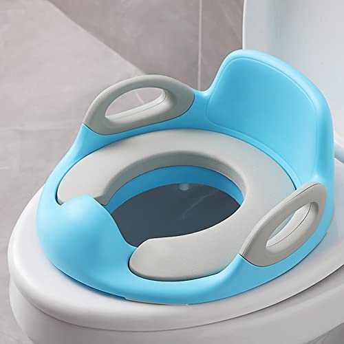 YRHome Sedile WC per bambini, per allenare il WC, per bambini e bambine, con paraspruzzi, imbottitura rimovibile e maniglia per cuscino, blu