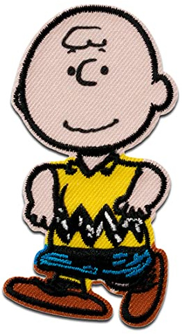 Mono Quick Peanuts Charlie - Aufnäher, Bügelbild, Aufbügler, Applikationen, Patches, Flicken, zum aufbügeln, Größe: 7,7 x 4 cm