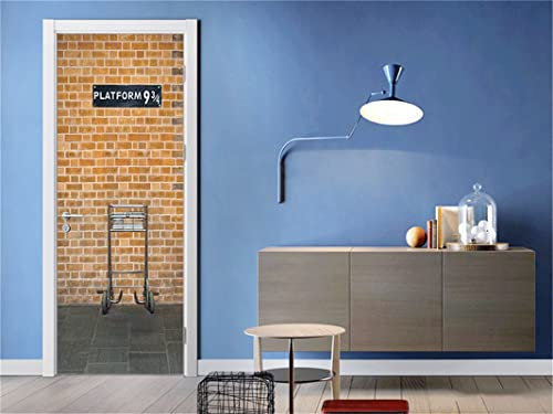 FLFK 3D Platform 9 3/4 Door Stickers Peel and Stick 85x215cm,Self-Adhesive Door Poster Wallpaper Wall Murals for Home Bedroom Decor(2Pcs/Set)