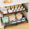 Denmay 2 Stück Erweiterbarer Ausziehbarer Schrank- Organizer, Verstellbare Breite Ausziehbarer Schrank Organizer(31-55cm), Teleskopschublade mit Klebefolie(Kein Bohren) und Schrauben Schwarz
