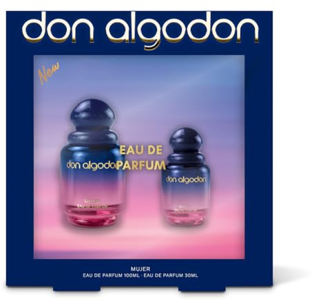 Don Algodón Set Eau de Parfum Mujer | 100 ml + 30 ml | Perfume floral gourmand con lirios del desierto, coco e iris | Fragancia intensa, femenina y elegante | Ideal para regalo