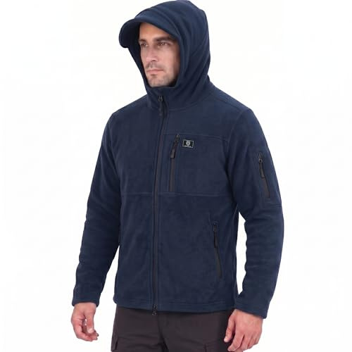 Iron Mountain Felpa Uomo con Zip Fleece Tecnico – Hoodie Termico Antivento con Tasche Multiple, Sweatshirt Workwear Outdoor Inverno (blu navy, 4XL)