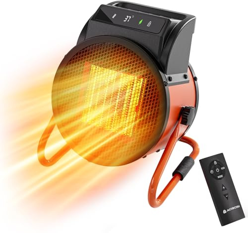 AAOBOSI Portable Electric Heater with Remote Control, 2000W Space Heater for Home, 3 Modes & 24H Timer, 90° Tilt Fan Heater, Digital Thermostat, PTC Overheat Protection for Garage, Greenhouse, Tent