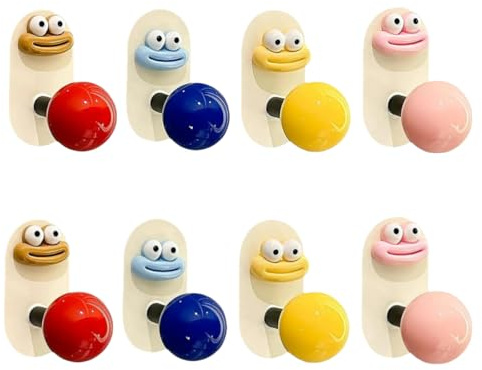 8 Stück selbstklebende Kinder-Kleiderhaken, bunte Handtuchhaken, multifunktionale Cartoon-Tiermuster-Wandhaken, Kinder-Kleiderhaken, klebrig für Handtuch, Kleidung, Rucksäcke und Hüte, Farbmischung