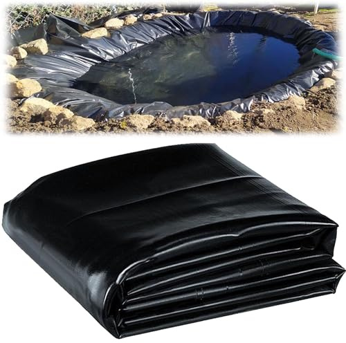 Flexibelt svart dammfoder 10 x 13 och 15 x 20 – underlägg för trädgårdsfontän, vattenfall i trädgården och fiskdamm (storlek: 7 x 9 m) – perfekt för tic Lacapes