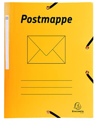 Exacompta 55849B Postmappe aus robustem Kunststoff mit 3 Innenklappen DIN A4 mit 2 Gummizügen gelb Juris-Mappe Sammelmappe Dokumentenmappe für Büro und Schule, gelb, 1 Stück