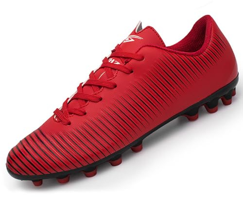 BOTEMAN Mens Football Shoes Breathable Boys Girls Soccer Trainers Cleats Professional Football Boots Unisex Red