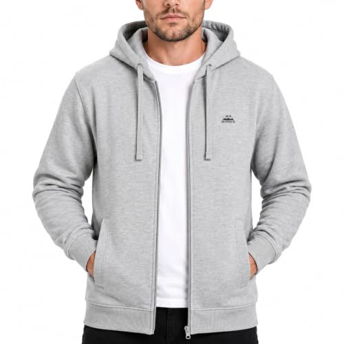 Iron Mountain Men’s Full Zip Hoodie with Fleece Lining Cotton Blend Zip Up Hooded Sweatshirt with Kangaroo Pocket Workwear Hoodie