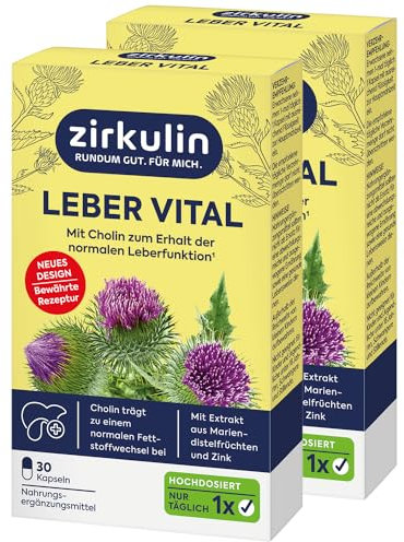 Zirkulin Leber Vital 60 Kapseln - Mit Cholin, Mariendistelfruchtextrakt & Zink - für die Unterstützung einer gesunden Leberfunktion