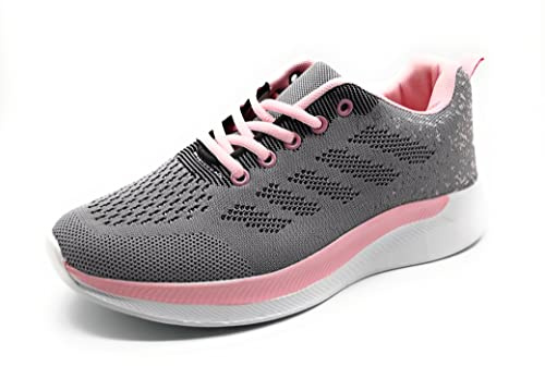 P&L ITALY COLLECTION Zapatillas Deportivas para Mujer Transpirables Ligeras de Malla Comodas Caminar Correr 891 Gris 37