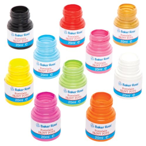 Baker Ross FE593 Peinture pour porcelaine - Paquet de 10, Peinture céramique, Ensembles de peinture pour enfants, Peinture pour enfants