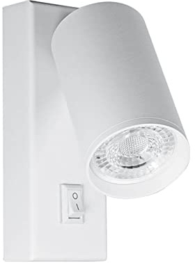 Planetitaly Applique lampada lettura faretto LED 8W GU10 parete muro ORIENTABILE 360 gradi luce comodino quadri hotel ufficio 230V (Colore Bianco, Luce 4000K)