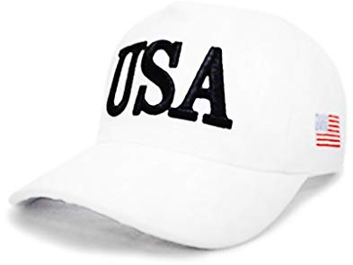 Maxtonser Casquette de baseball unisexe Outdoor President 2020 Campaign USA 45 Drapeau américain brodé 3D réglable pour camionneur Snapback Blanc