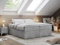 MKS MEBLE Boxspringbett 180x200 ohne Kopfteil mit Bettkasten, Bett 180x200 niedriges Kopfteil, Polsterbett 180x200 ohne Kopfteil - Bess - Hellgrau Velvet - H3