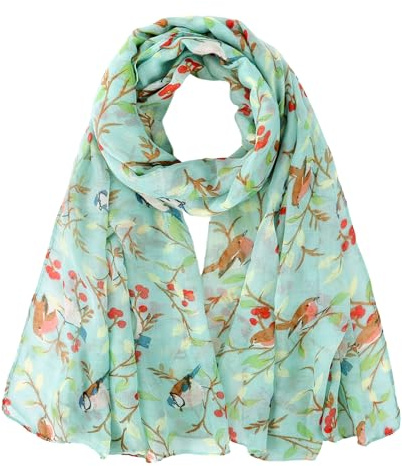 GoGou Écharpe pour Femmes Echarpes à Fleurs Imprimé Mode Grande Foulards Wraps pour Toute La Saison,Light Bleu