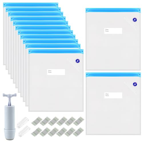 Vakuum Kit, 12 Stycken Filament med 3D-Skrivare, Vakuumkompression, Fuktsäker Vakuumpåse för 3D-Filament, Återanvändbar Vakuumförseglad Påse för Filamentförvaring
