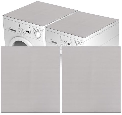 2pcs 60x65cm Housses de Protection Lave-Linge et Sèche-Linge pour le Dessus, Antidérapant Tapis Dessus de Machine à Laver en Caoutchouc Diatomite Anti-Poussière Protection Contre les Rayures (Gris)