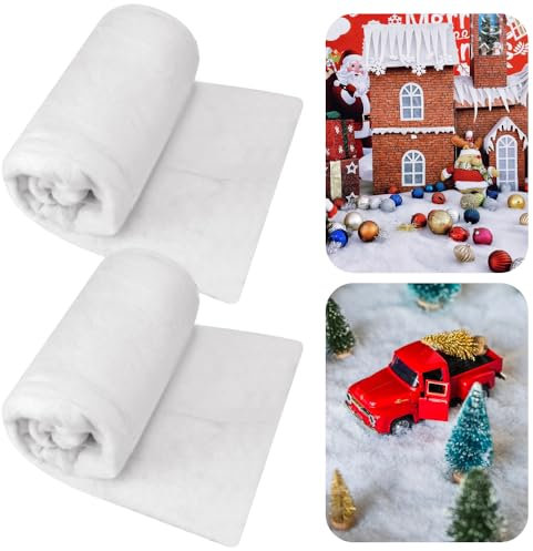 REFORUNG 2 Pz Coperta di Neve Natale Tappetino da Neve per Decorazioni Natalizie 240 x 90 cm Coperta Finta con Decorazione da Neve Tappeti Innevati Arrotolabili per Natale Decorazioni per Villaggio