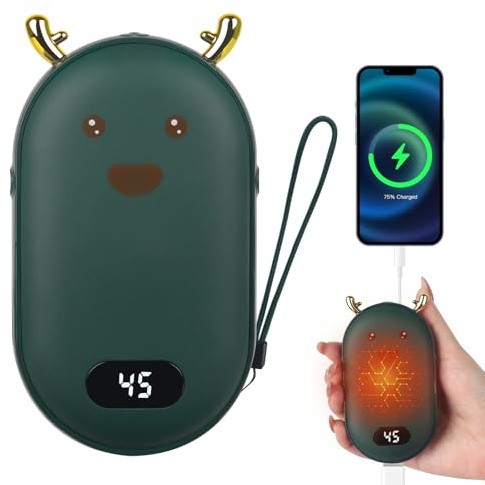 HIULLEN 5 200 mAh handvärmare, uppladdningsbar handvärmare, elektrisk barn, bärbar fickvärmare med digital display, återanvändbar handvärmare, USB powerbank 3 uppvärmningslägen, gåva för kvinnor och