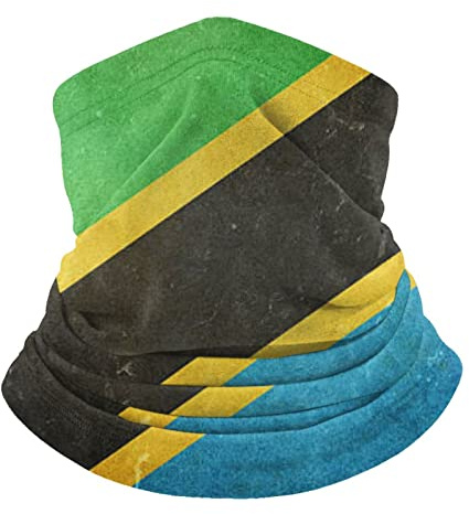 Tubhalsduk Tanzanias flagga halv ansikte huvudbonad tvättbar bandana halkfri pannband för fiske, klättring, yoga, Halsvärmare 18, en storlek
